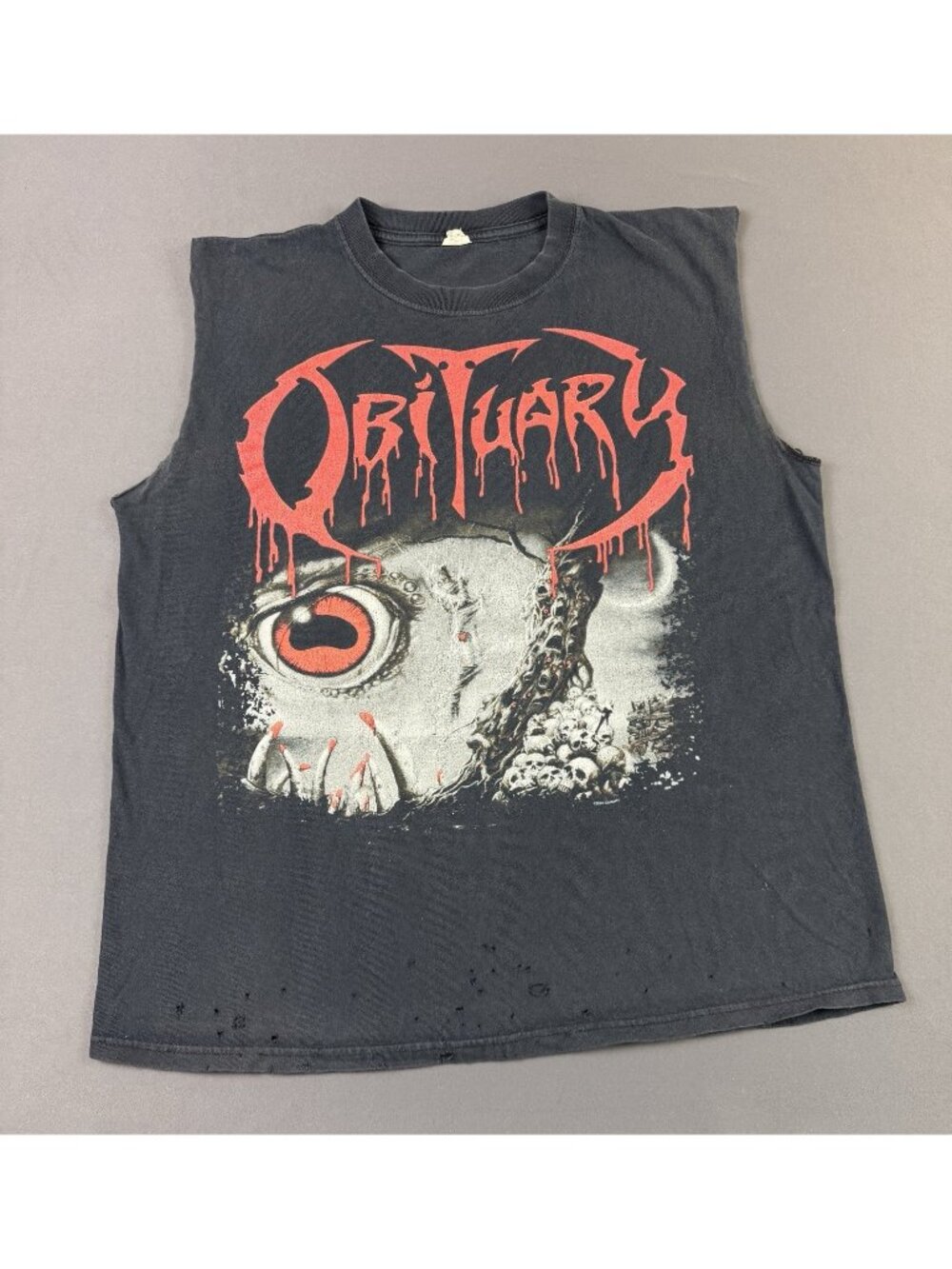 Rare Vintage Y2K Obituary Cause Of Death Metal Band Tee Thrashed Sun Fade Promo